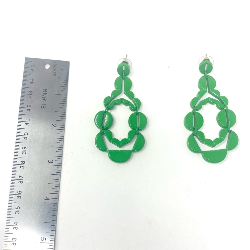 New Free People Green Metal Mod Retro Earrings - Picture 4 of 5